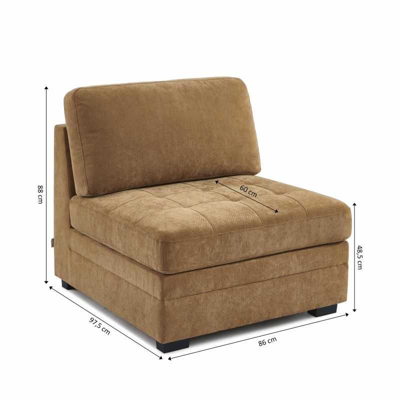 Chauffeuse BILLIE 1 place tissu chenille écureuil