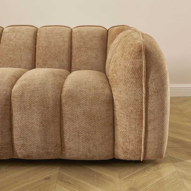 Canapé droit MATILDA 3 places tissu chenille terracotta