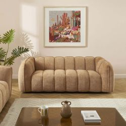 Canapé droit MATILDA 3 places tissu chenille terracotta