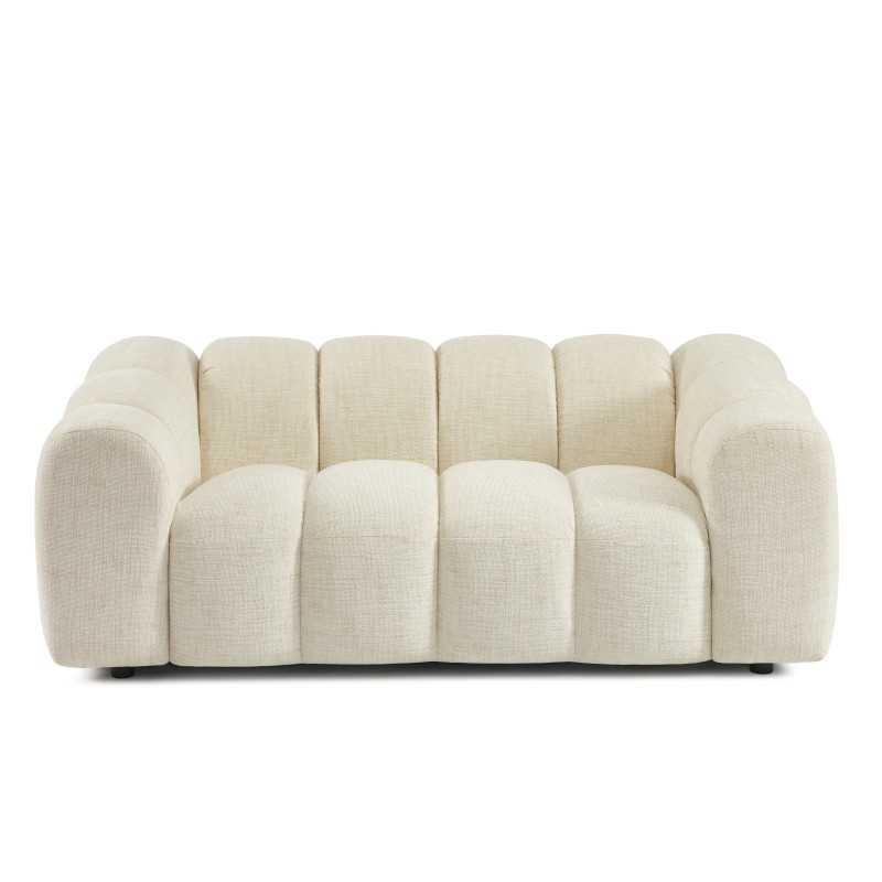 Canapé droit SUNNY 2 places tissu tweed écru