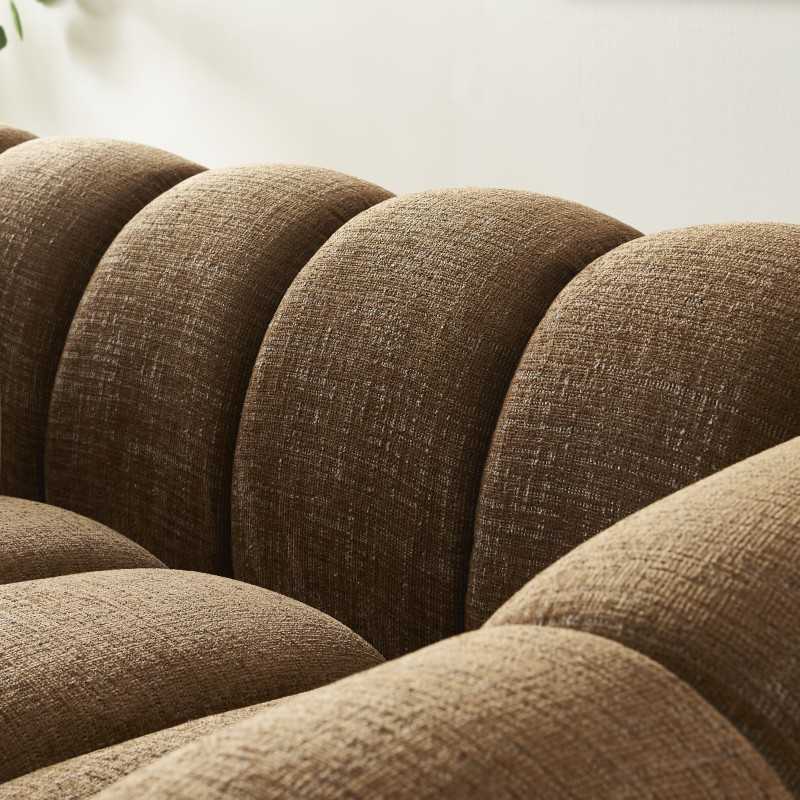 Canapé droit SUNNY 2 places tissu tweed marron