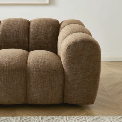 Canapé droit SUNNY 2 places tissu tweed marron