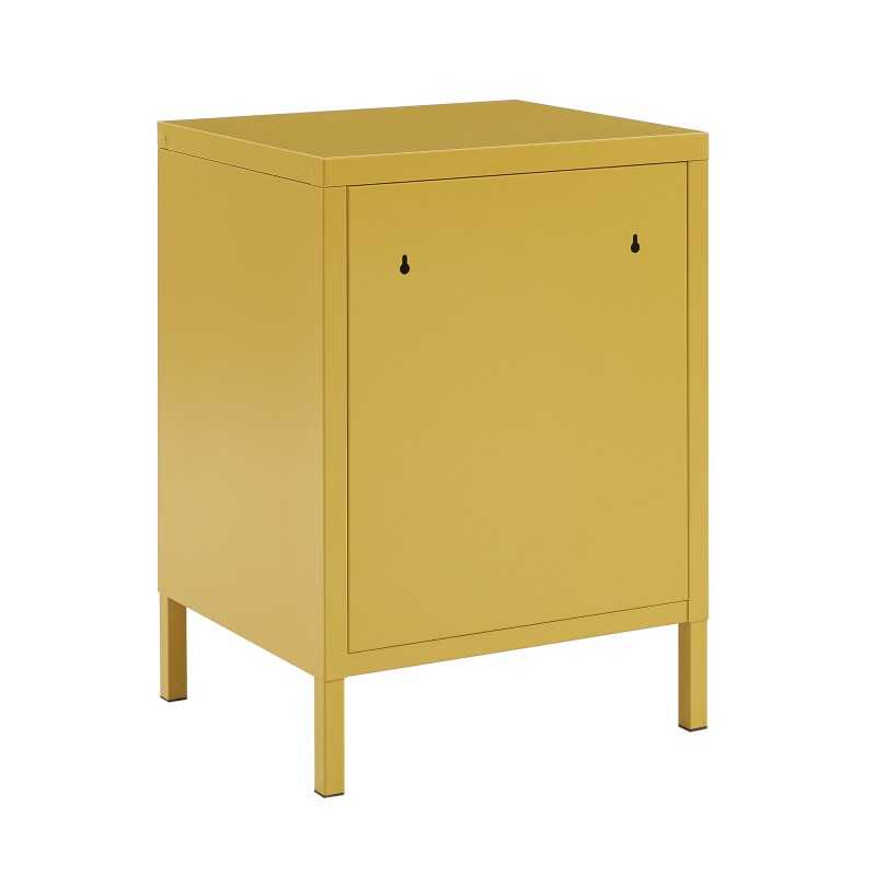Table de chevet PANTONE métal jaune moutarde double tiroirs 40cm