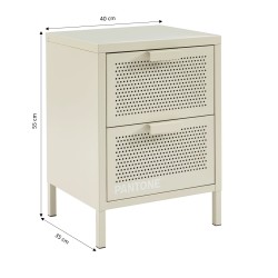 Table de chevet PANTONE métal beige sable double tiroirs 40cm
