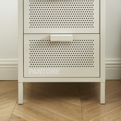 Table de chevet PANTONE métal beige sable double tiroirs 40cm