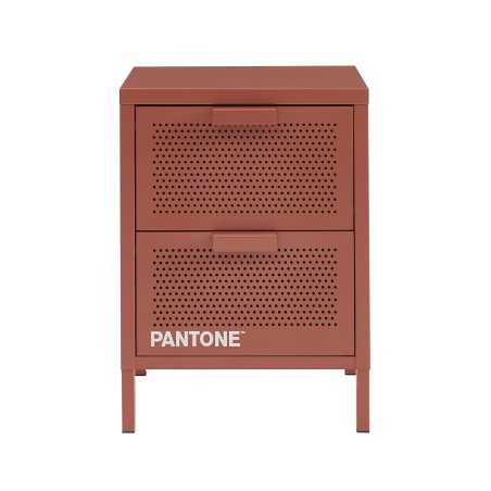 Table de chevet PANTONE métal terracotta double tiroirs 40cm