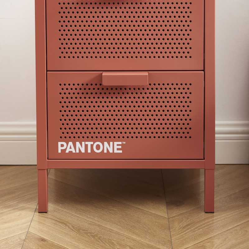 Table de chevet PANTONE métal terracotta double tiroirs 40cm