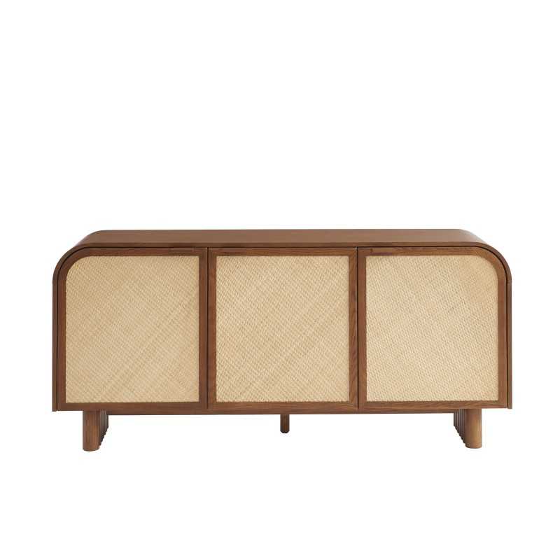 Buffet LUA placage frêne cannage 3 portes 165 cm