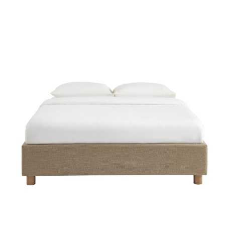 Lit coffre KORALL 160x200 tissu tweed taupe sommier inclus