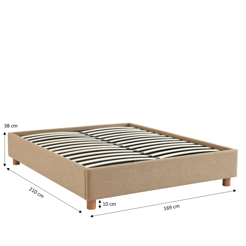 Lit coffre KORALL 160x200 tissu tweed taupe sommier inclus