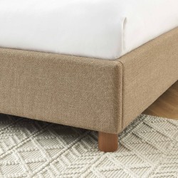 Lit coffre KORALL 160x200 tissu tweed taupe sommier inclus