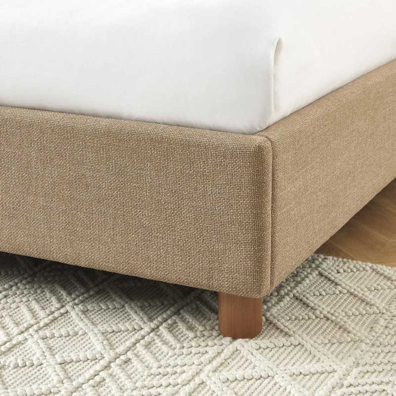 Lit coffre KORALL 160x200 tissu tweed taupe sommier inclus