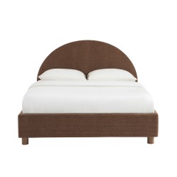 Lit coffre TAIJO velours côtelé marron 160x200 sommier inclus