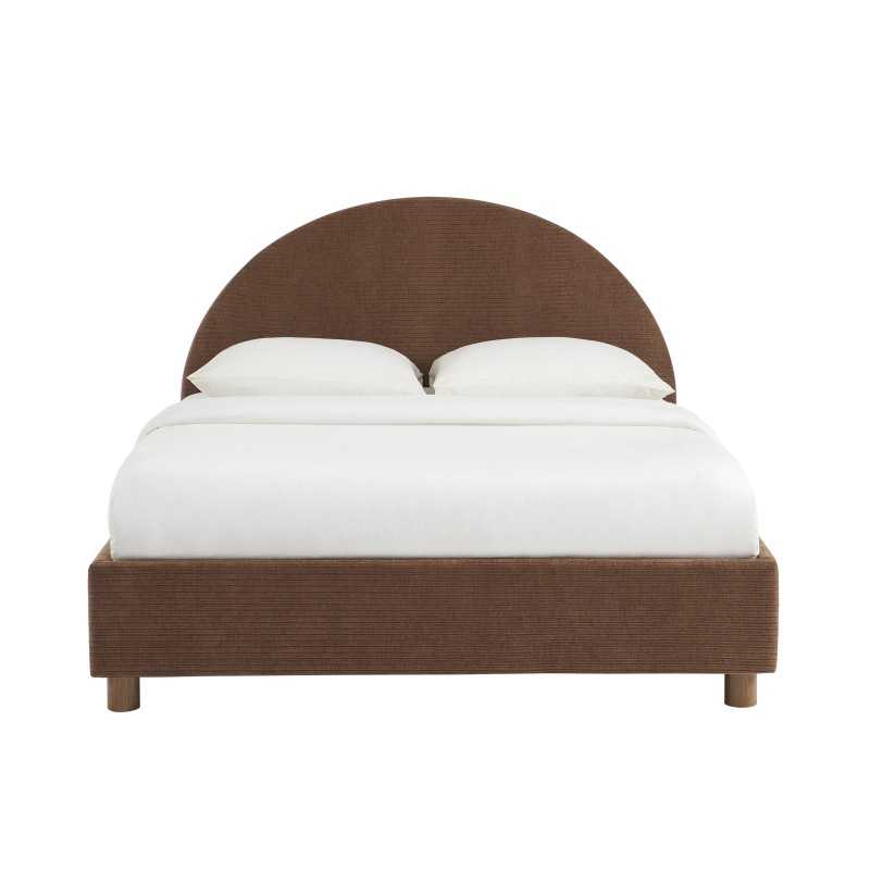 Lit coffre TAIJO velours côtelé marron 160x200 sommier inclus
