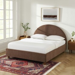 Lit coffre TAIJO velours côtelé marron 160x200 sommier inclus