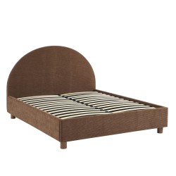 Lit coffre TAIJO velours côtelé marron 160x200 sommier inclus