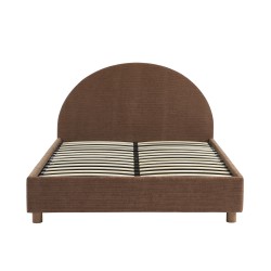 Lit coffre TAIJO velours côtelé marron 160x200 sommier inclus