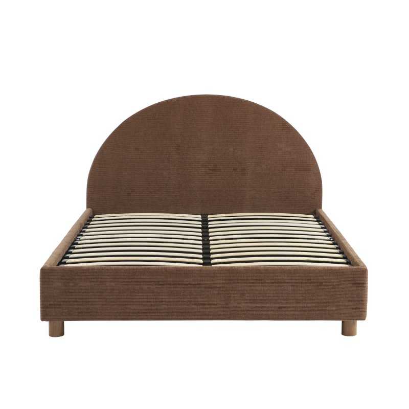 Lit coffre TAIJO velours côtelé marron 160x200 sommier inclus