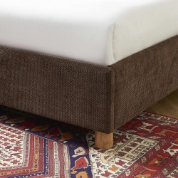 Lit coffre TSUKI velours côtelé marron cannage sommier 160x200 inclus
