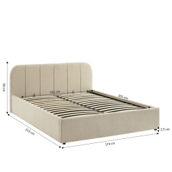 Lit coffre YUME tissu chenille beige 160x200 sommier inclus