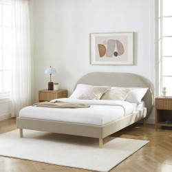 Lit NEBULA tissu grège 140x190 sommier inclus