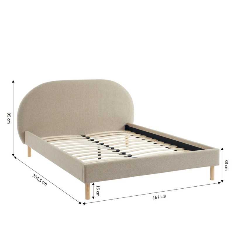 Lit NEBULA tissu grège 140x190 sommier inclus