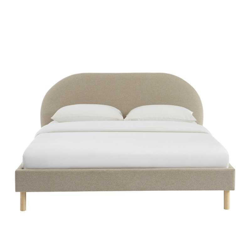 Lit NEBULA tissu grège 160x200 sommier inclus