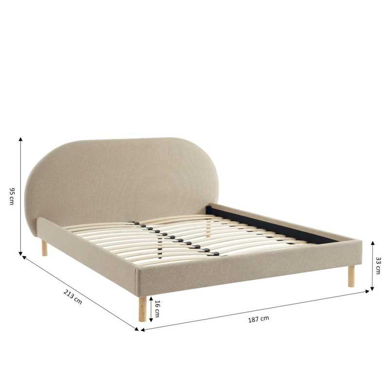 Lit NEBULA tissu grège 160x200 sommier inclus