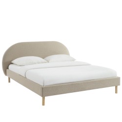 Lit NEBULA tissu grège 160x200 sommier inclus