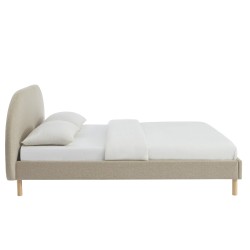 Lit NEBULA tissu grège 160x200 sommier inclus