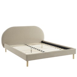 Lit NEBULA tissu grège 160x200 sommier inclus