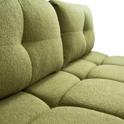 Canapé droit convertible TASCA 3 places tissu bouclette vert olive