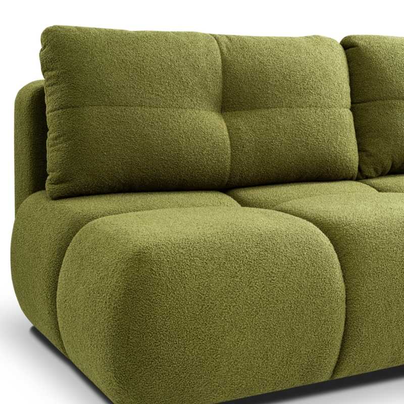 Canapé droit convertible TASCA 3 places tissu bouclette vert olive