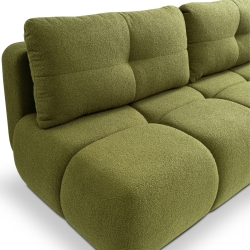 Canapé droit convertible TASCA 3 places tissu bouclette vert olive