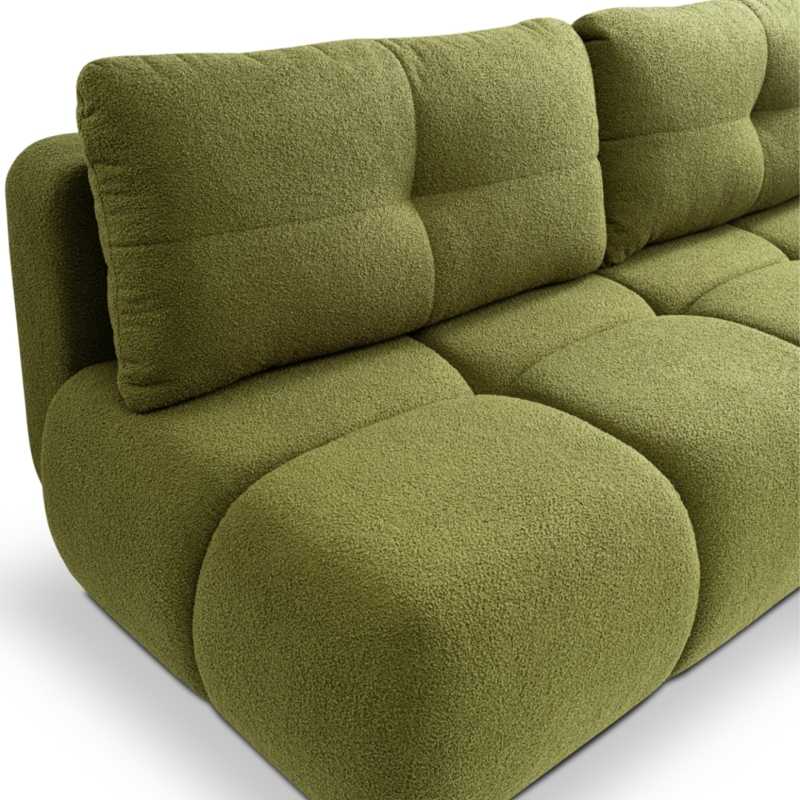 Canapé droit convertible TASCA 3 places tissu bouclette vert olive