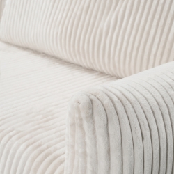 Canapé d'angle convertible et réversible GLORIA 4 places velours côtelé écru