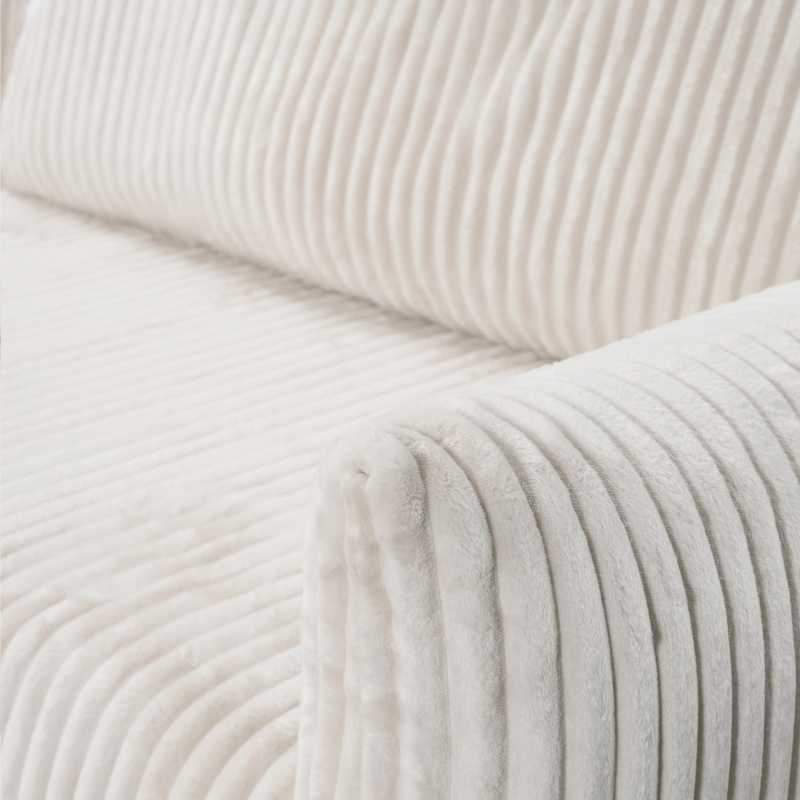 Canapé d'angle convertible et réversible GLORIA 4 places velours côtelé écru