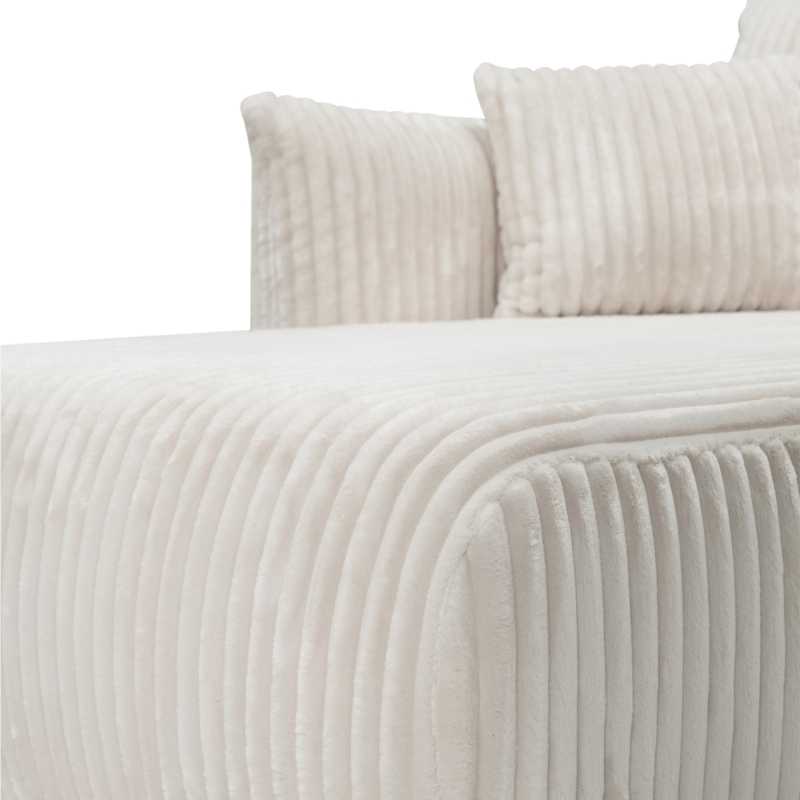 Canapé d'angle convertible et réversible GLORIA 4 places velours côtelé écru