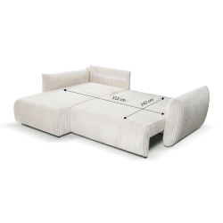 Canapé d'angle convertible et réversible GLORIA 4 places velours côtelé écru