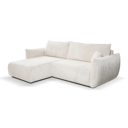 Canapé d'angle convertible et réversible GLORIA 4 places velours côtelé écru