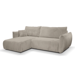 Canapé d'angle convertible et réversible GLORIA 4 places velours côtelé taupe