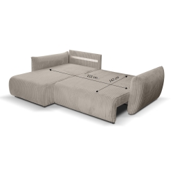 Canapé d'angle convertible et réversible GLORIA 4 places velours côtelé taupe