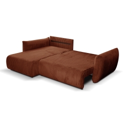 Canapé d'angle convertible et réversible GLORIA 4 places velours côtelé terracotta