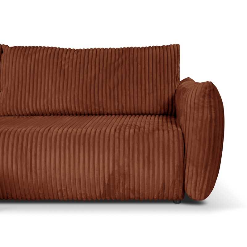 Canapé d'angle convertible et réversible GLORIA 4 places velours côtelé terracotta