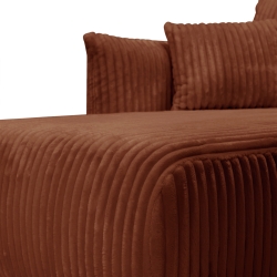 Canapé d'angle convertible et réversible GLORIA 4 places velours côtelé terracotta