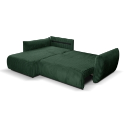 Canapé d'angle convertible et réversible GLORIA 4 places velours côtelé vert kaki