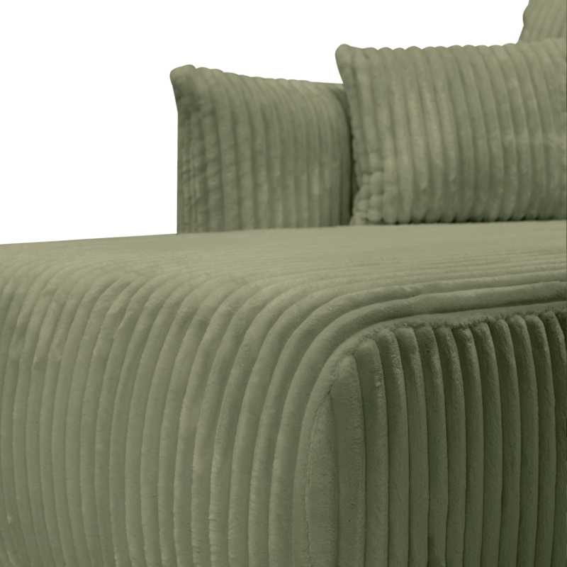 Canapé d'angle convertible et réversible GLORIA 4 places velours côtelé vert sauge