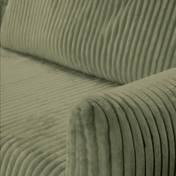 Canapé d'angle convertible et réversible GLORIA 4 places velours côtelé vert sauge