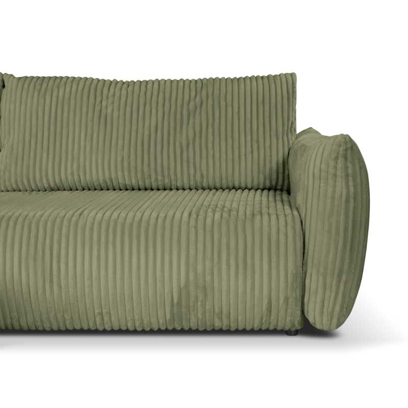 Canapé d'angle convertible et réversible GLORIA 4 places velours côtelé vert sauge