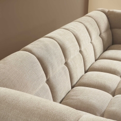 Ensemble canapé droit 3 places + pouf MOODY tissu lin beige